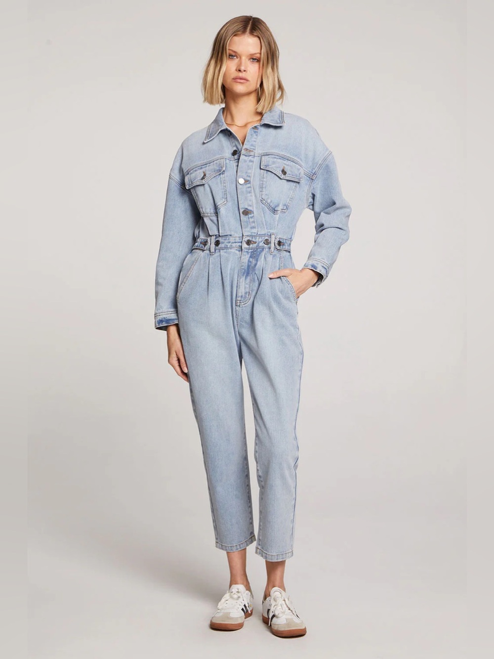 Saltwater Luxe Anthropologie Denim Denver Light Wash Coverall Size Small NWT